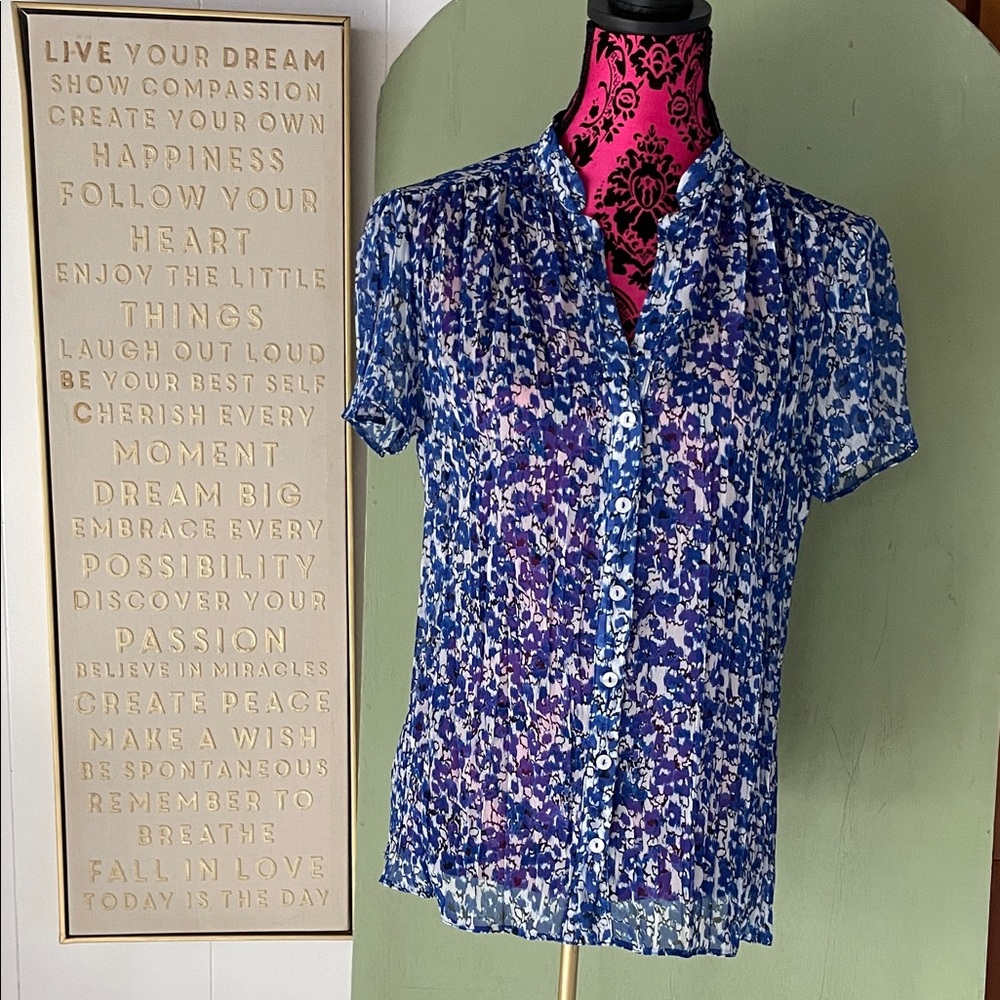 KALIKO Abstract Blue and White Blouse